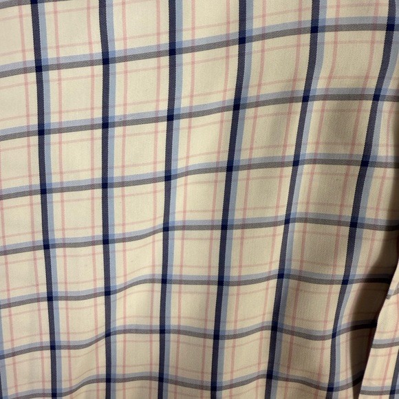 Men's pink blue and white checkered button down silk blend large - Picture 3 of 9